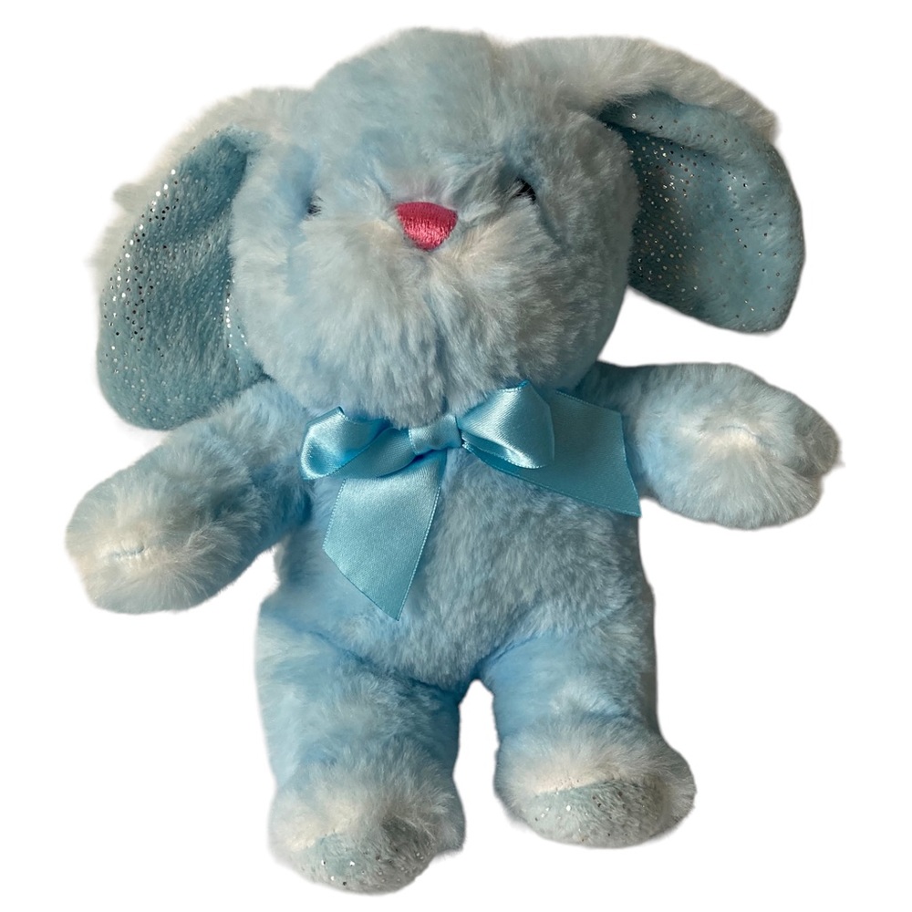 Walmart Blue Bunny White Rabbit Stuffed Animal Plush 9". Sparkles on ears feet